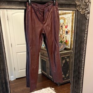 Blank NYC Burgundy and Black Leather Pants
